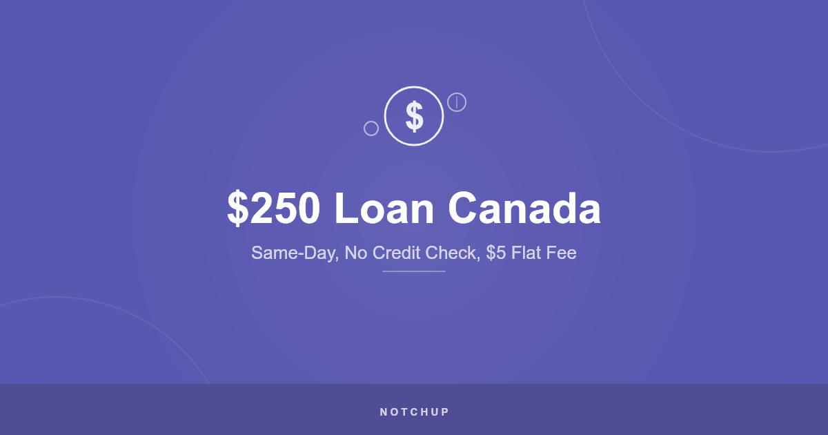 $250 Loan Canada (2026): Same-Day, No Credit Check, $5 Flat Fee