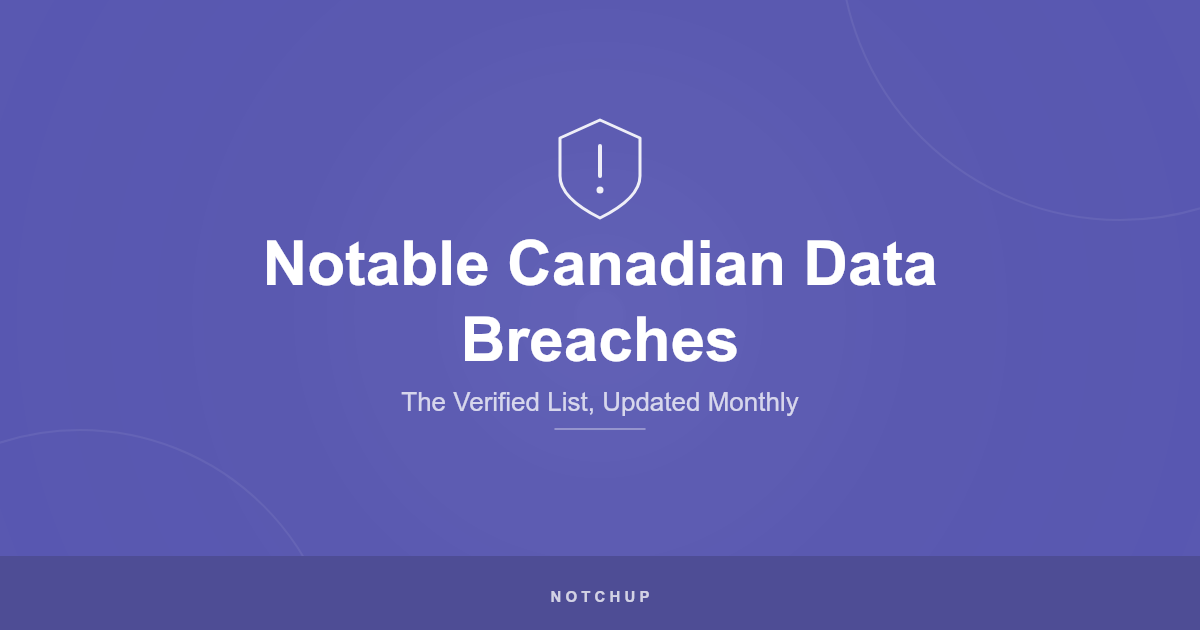 Notable Canadian Data Breaches: shield icon on a purple background