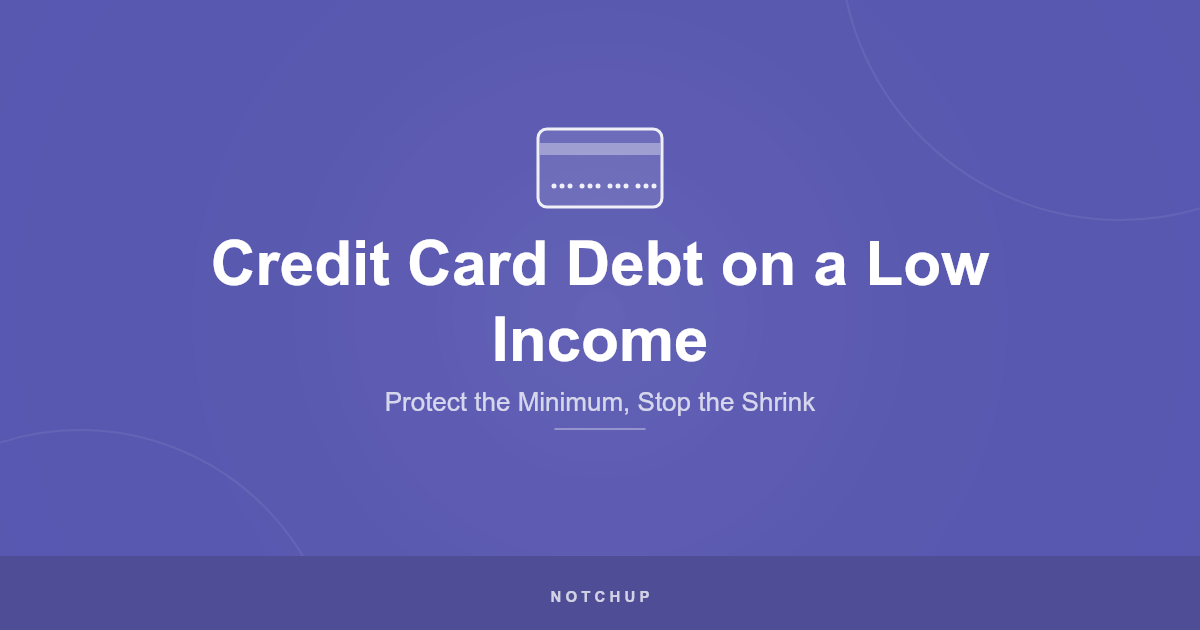Credit Card Debt on a Low Income: credit card icon on a purple background