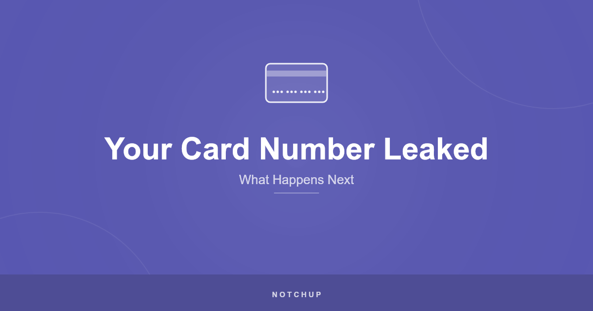 Your Card Number Leaked: credit card icon on a purple background