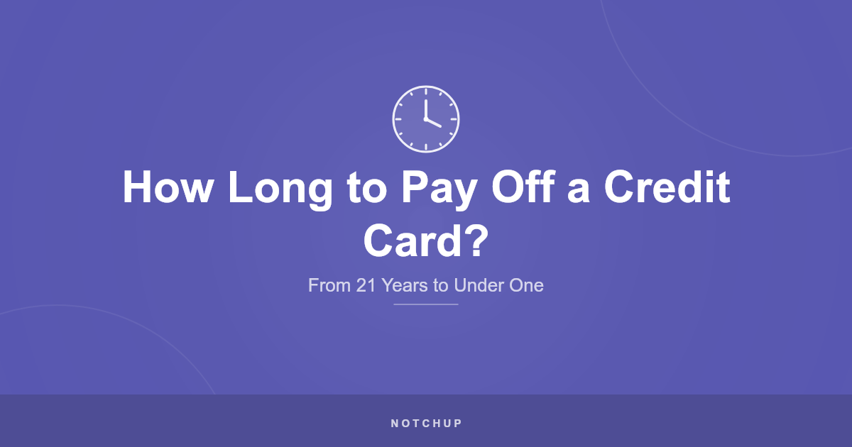 How Long to Pay Off a Credit Card: clock icon on a purple background