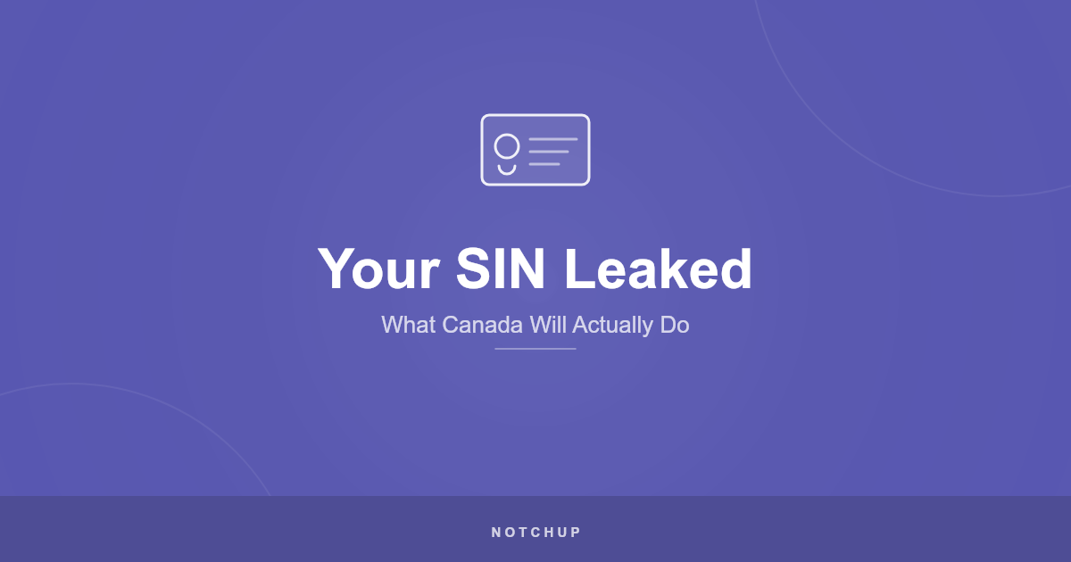 Your SIN Leaked: identity card icon on a purple background